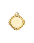 Support fimo rond vintage de 12mm en métal couleur or