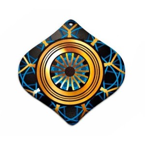 Plaque plexi acrylique peinte en forme d'œil de couleur noire et bleue