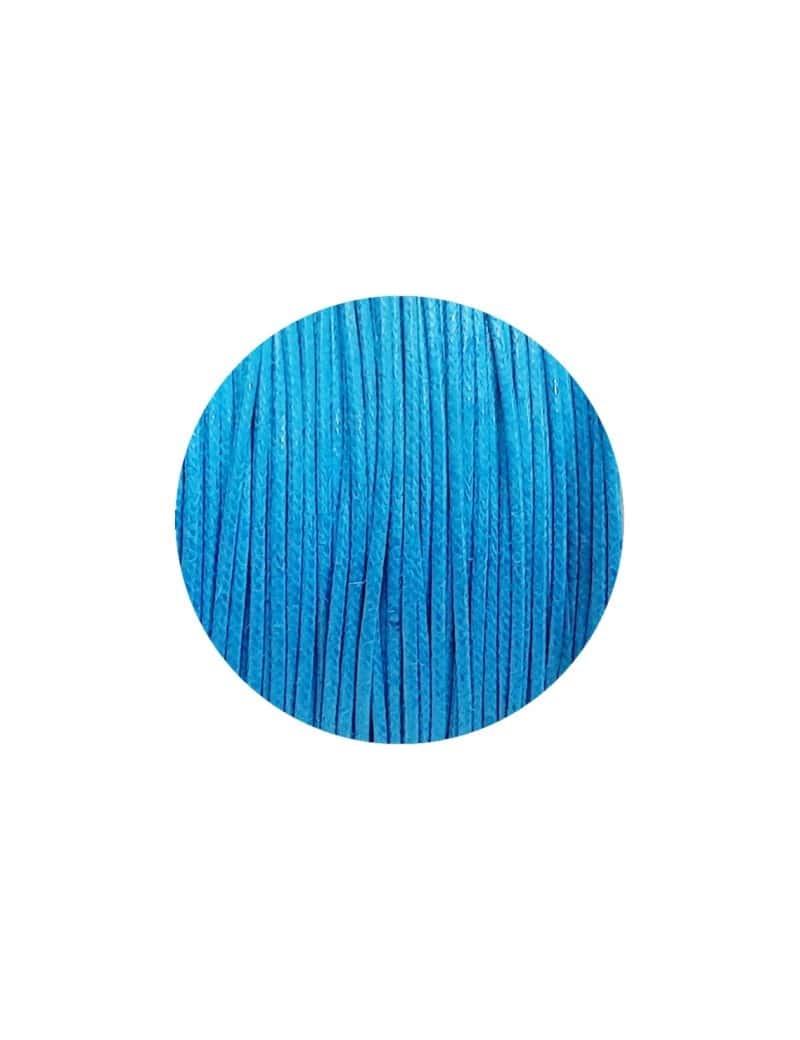 Cordon de coton cire rond de 1mm bleu cyan-Italie