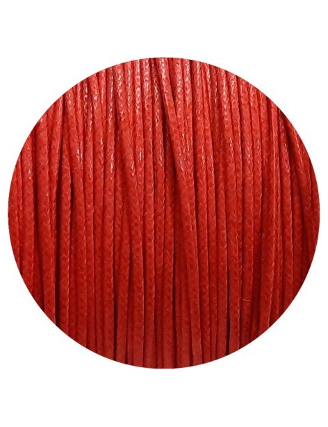 Cordon de coton cire rond de 1mm rouge-Italie