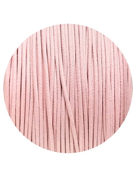 Cordon de coton cire rond de 1mm rose pastel-Italie