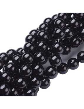 Fil de 35 perles rondes de 10mm en agate noire