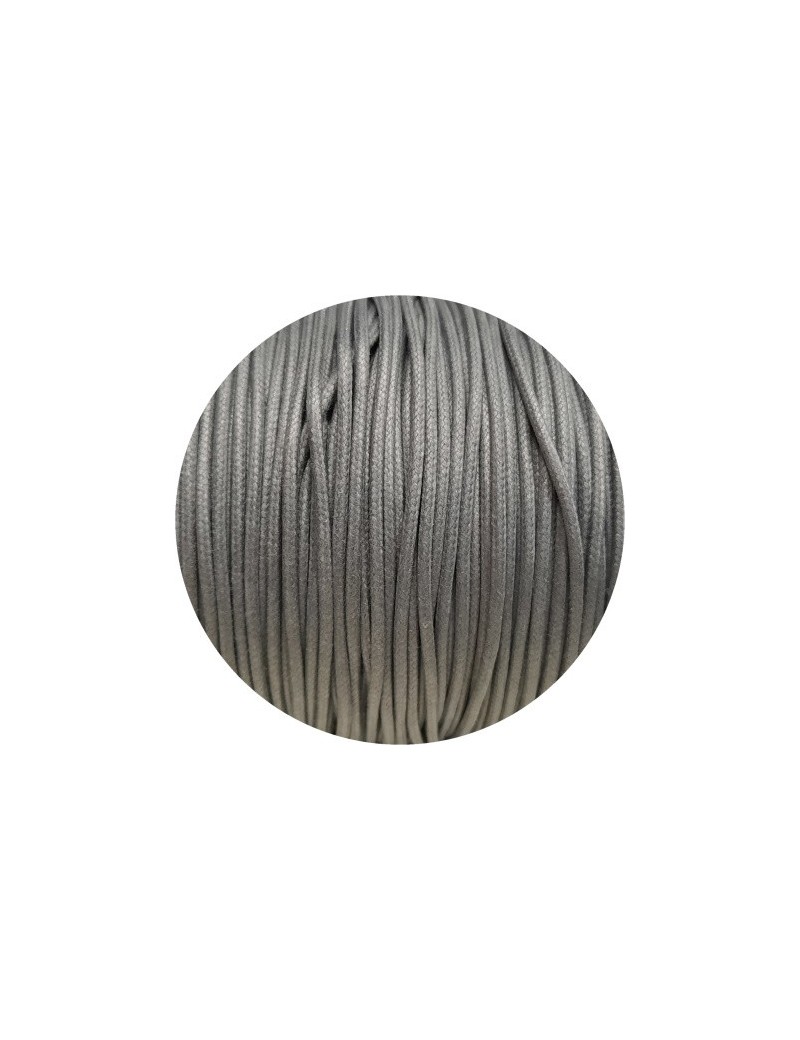 Cordon de coton cire rond de 1.8mm  gris-Italie