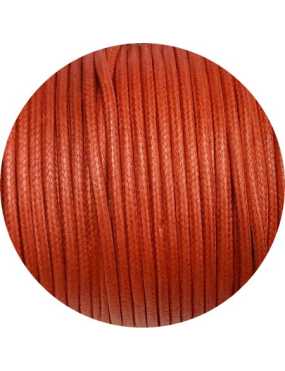 Cordon de coton cire rond de 3mm rouge corail-Italie