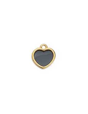 Petit cœur de 11mm en métal couleur or avec partie centrale vitrail noire