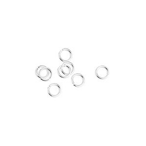 Lot de 100 anneaux ronds de 4mmx0.6mm en laiton placage argent blanc brillant