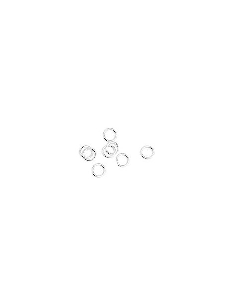 Lot de 100 anneaux ronds de 4mmx0.6mm en laiton placage argent blanc brillant