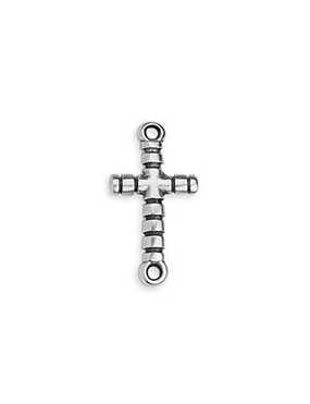 Intercalaire croix rainurée de 22mm en métal placage argent