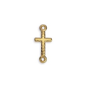 Intercalaire croix rainurée de 22mm en métal couleur or