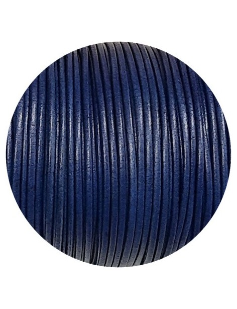 Cuir rond de 2mm bleu marine vif-Espagne-Premium