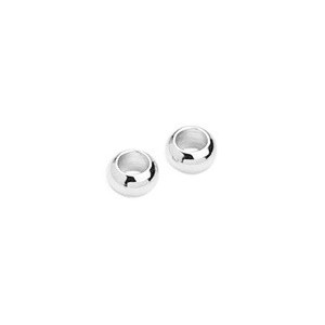 Poche de 10 perles rondes lisses pleines en laiton de 7mm plaqué argent 10microns