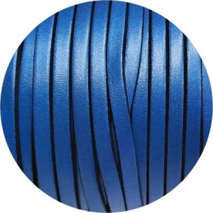 Nouveau cuir plat lisse de 5mm bleu nacré en vente au cm