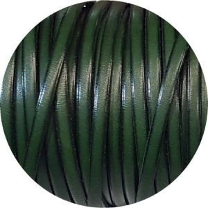 Cuir plat lisse de 5mm vert olive foncé satiné brillant vendu au mètre-Premium