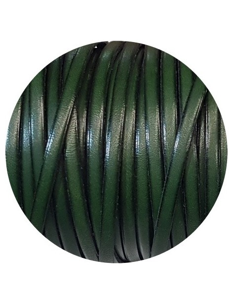 Cuir plat lisse de 5mm vert olive foncé satiné brillant vendu au mètre-Premium