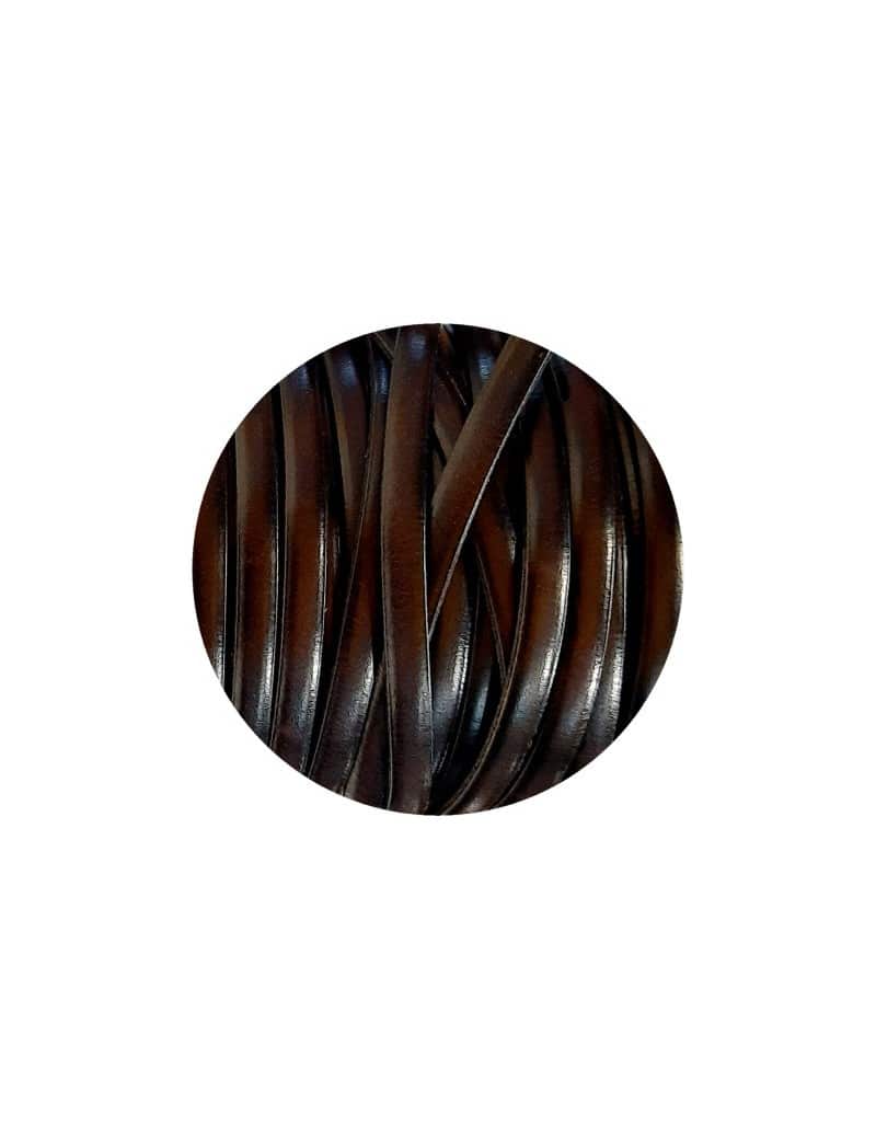 Cuir plat lisse de 5mm marron très foncé vendu au mètre-Premium