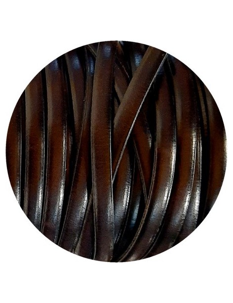 Cuir plat lisse de 5mm marron très foncé vendu au mètre-Premium