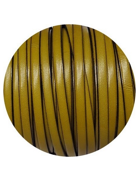 Cuir plat lisse de 5mm cumin satiné brillant vendu au mètre-Premium