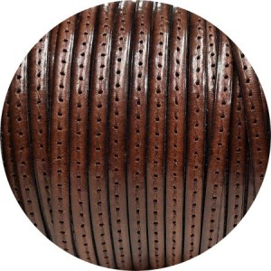 Cuir plat de 5mm marron marbré couture au ton vendu au mètre-Premium