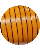 Cuir plat lisse de 10mm moutarde foncé vendu au cm-Premium