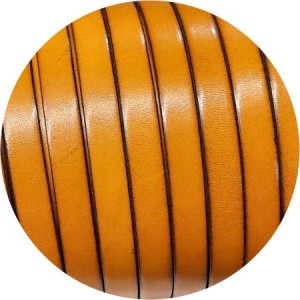 Cuir plat lisse de 10mm moutarde foncé vendu au cm-Premium