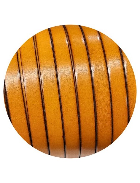 Cuir plat lisse de 10mm moutarde foncé vendu au cm-Premium