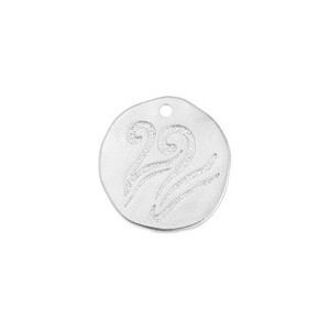 Breloque ronde de 18mm gravée en métal plaqué argent 10microns