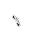 Passant double une boule en placage argent pour cuir plat de 3mm