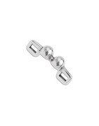 Passant double 2 boules placage argent pour cuir plat de 3mm