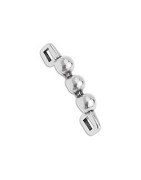 Passant double 3 boules placage argent pour cuir plat de 3mm