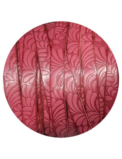 Cuir plat de 10mm fantaisie avec relief floral vieux rose en vente au cm