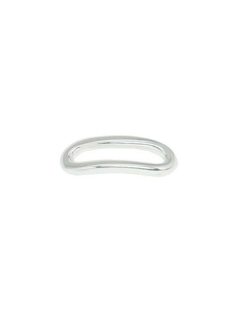 Nouvel anneau ovale lisse et incurvé de 39mm plaqué argent 10 microns