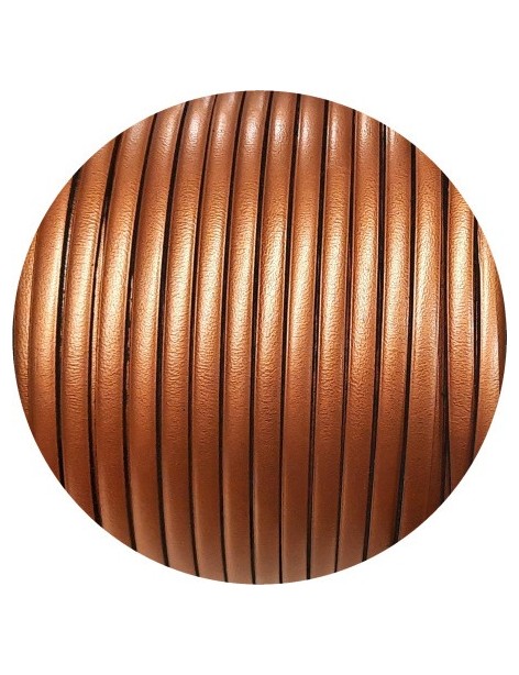 Cordon de cuir plat 5mm cuivre métallisé vendu à la coupe au cm