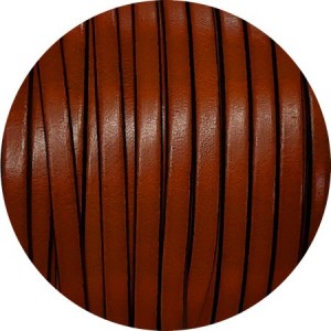 Cordon de cuir plat 5mm marron vendu à la coupe au cm
