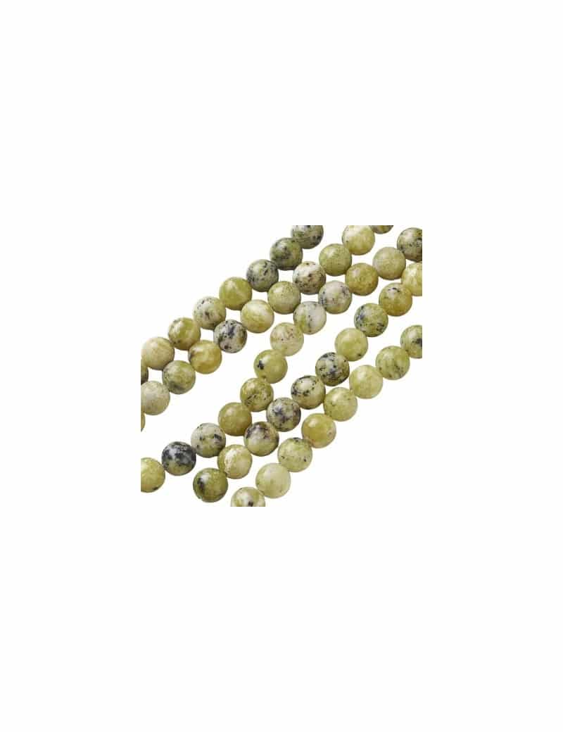 Fil de 47 perles ronde jaspe de 8mm tons vert