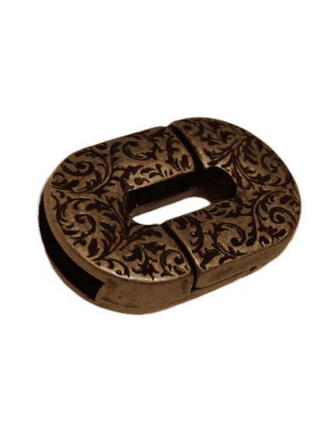 Fermoir magnétique ovale gravé pour cuir plat 10mm couleur bronze