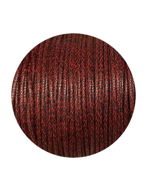 Cordon de coton cire rond de 1.8mm chiné gris rouge-Italie