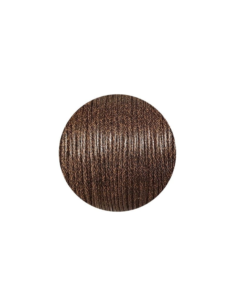 Cordon de coton cire rond de 1.8mm chiné marron camel gris-Italie