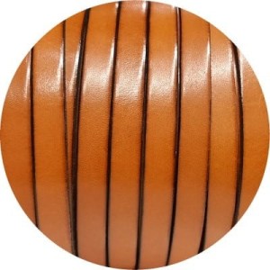 Cordon de cuir plat de 10mm camel vendu au centimètre