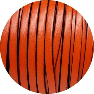 Cuir plat lisse de 5mm orange satiné en vente au cm