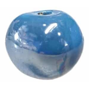 Perle ronde en céramique de 22mm turquoise foncé