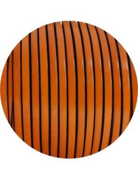 Cordon de cuir plat lisse de 5mm de couleur orange en vente au cm
