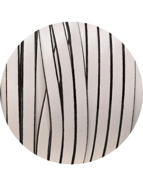 Cordon de cuir plat 5mm blanc avec bords noirs vendu au mètre