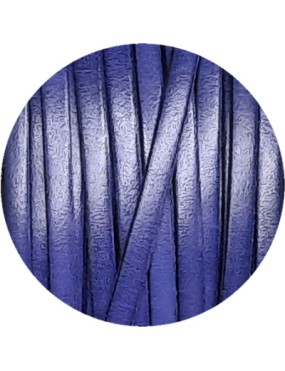 Cordon de cuir plat 5mm bleu cobalt vendu au mètre