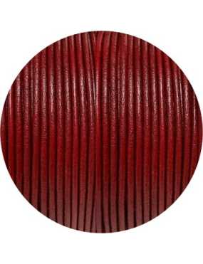 Cordon de cuir rond de couleur rouge-2mm-Espagne