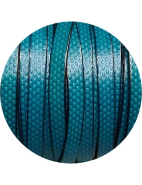 Cuir plat de 10mm fantaisie avec relief ronds bleu turquoise en vente au cm