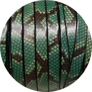 Cuir plat 10mm fantaisie imprimé serpent turquoise en vente au cm