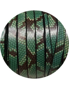 Cuir plat 10mm fantaisie imprimé serpent turquoise en vente au cm