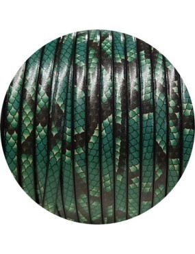 Cuir plat 5mm fantaisie imprimé serpent turquoise en vente au cm