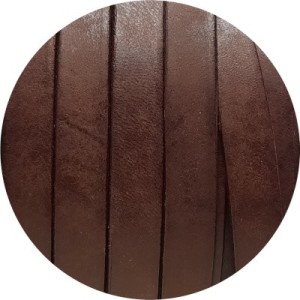 Cordon de cuir plat vintage marbré 10mm marron vente au cm
