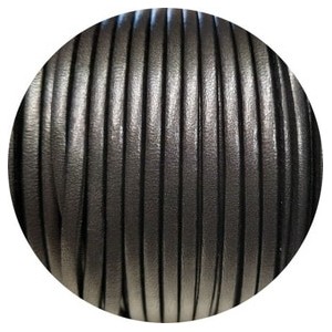 Cuir plat lisse de 3mm noir métallique en vente au cm